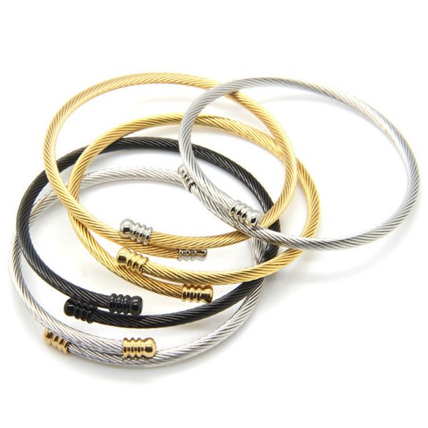

bangle arrivals simple elegance round pulseiras fine jewelry for women bracelet stainless steel, Black