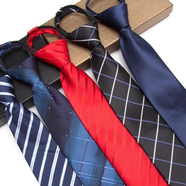 

men zipper tie lazy ties fashion 8cm business necktie for man lazy tie easy to pull rope neckwear wedding 1200 knitting density, Blue;purple