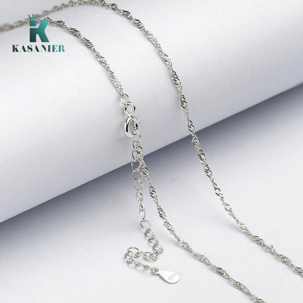 

2mm silver water wave singapore necklace chains with lobster clasps 16"18" women silver plated chain jewelry