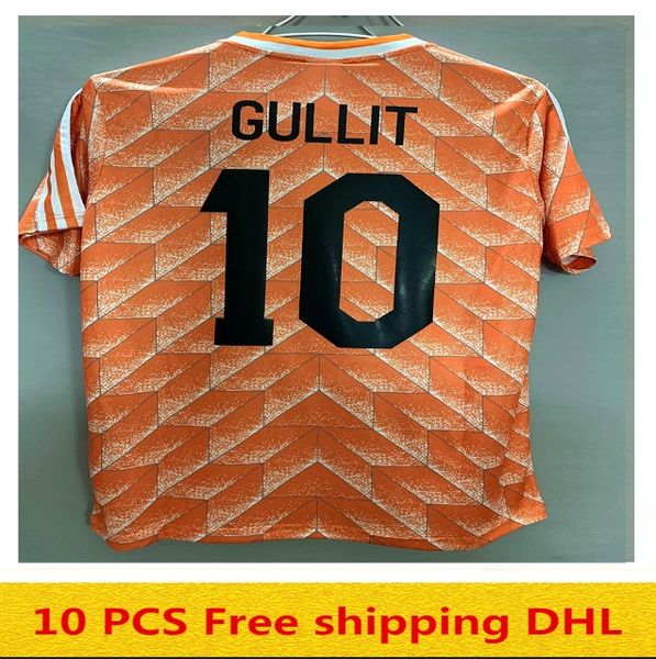 

netherlands1988 netherlholland retro vintage van basten thailand quality soccer jerseys uniforms football jerseys shirt embroidery logo cami, Black;yellow