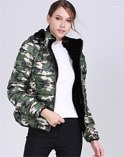 

pockets panelled womens hooded cotton coats casual females clothing camouflage print womens designer cotton padded jackets fashion slim, Black;brown