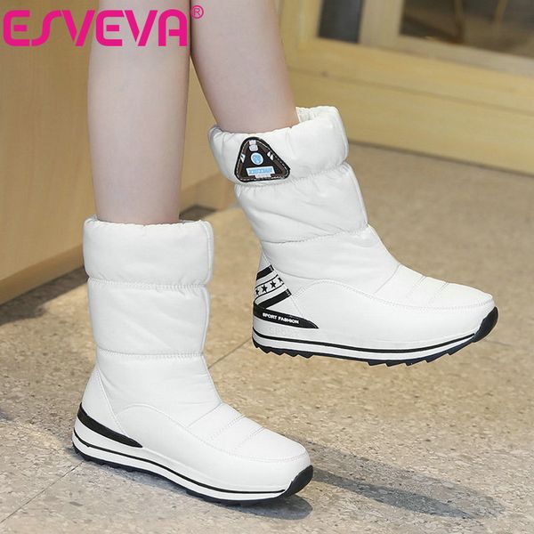 

boots esveva 2021 women shoes winter ankle western style pointed toe pu leather low heel motorcycle snow size 34-42, Black