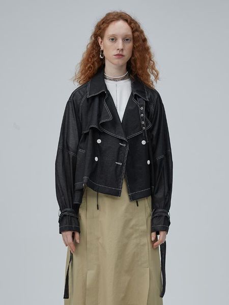 

women's trench coats 2021ss collection oversized short coat women, Tan;black