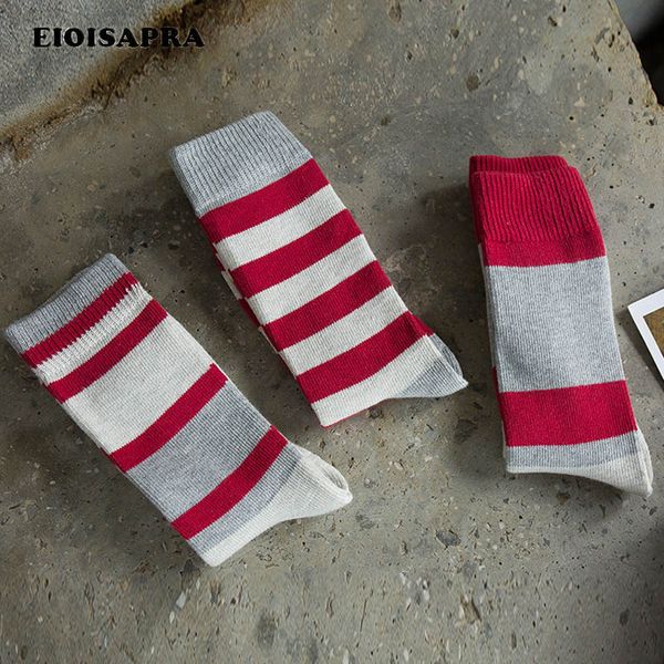 

men's socks [eioisapra]striped style happy men colorful pattern skateboard hip hop harajuku meias calcetines hombre, Black