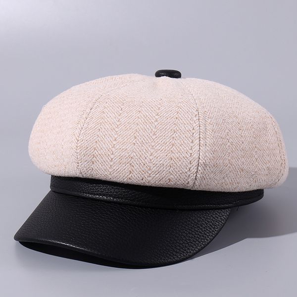

stingy brim hats fibonacci 2021 spring autumn octagonal caps for women beret patchwork retro painter hat visor artist, Blue;gray