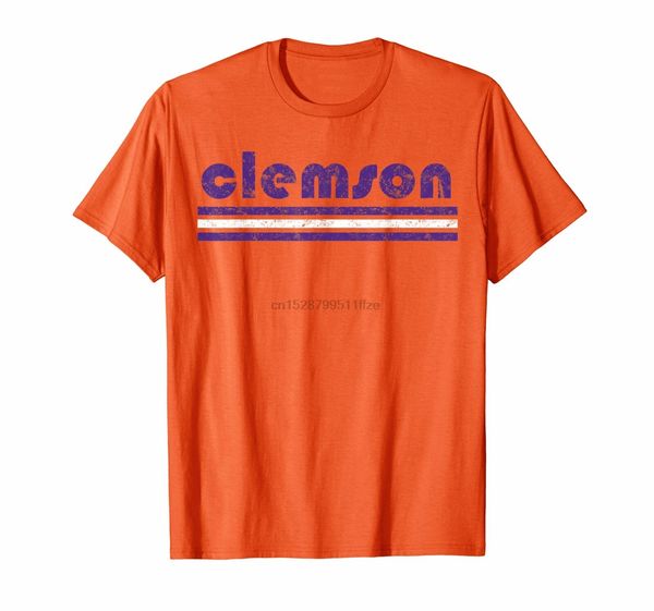 

vintage clemson tiger football retro three stripe weathered tshirt