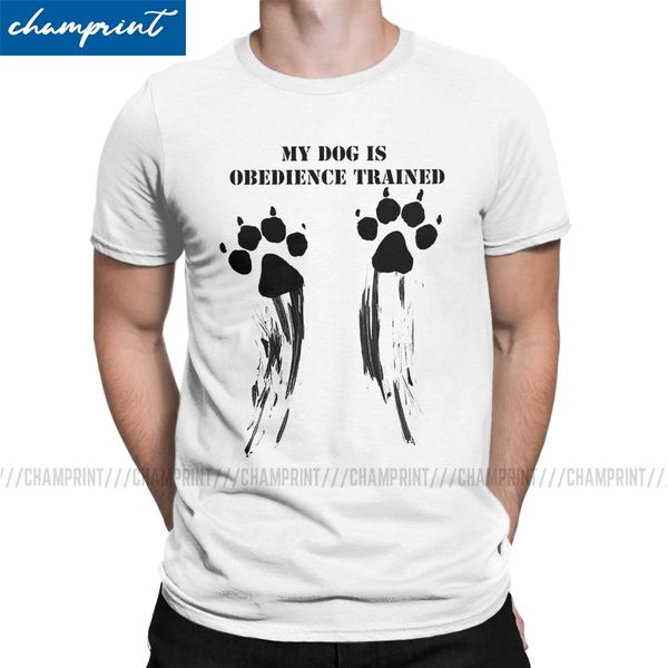 

dog is obedience trained t shirts men 100% cotton vintage t-shirt round collar malinois belgian tees short sleeve clothes 6xl