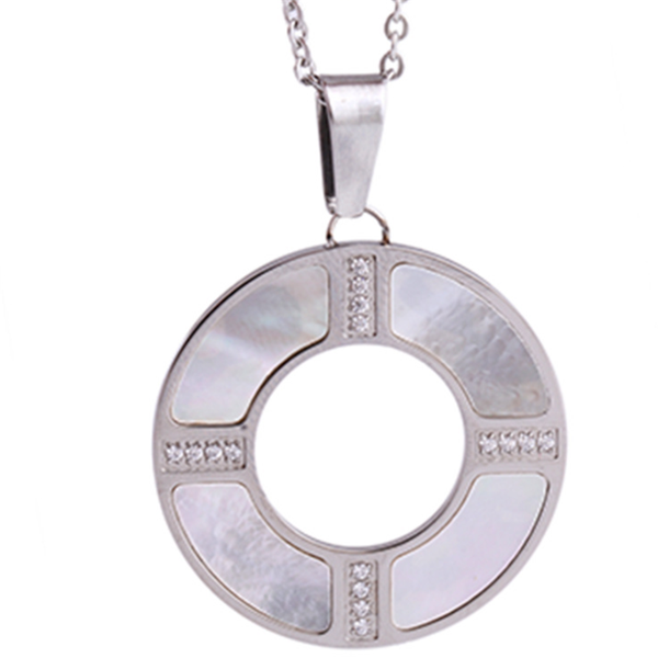 

2020 stainless steel with zircon shell pendant necklace female crystal from austrian fit women for party, Silver