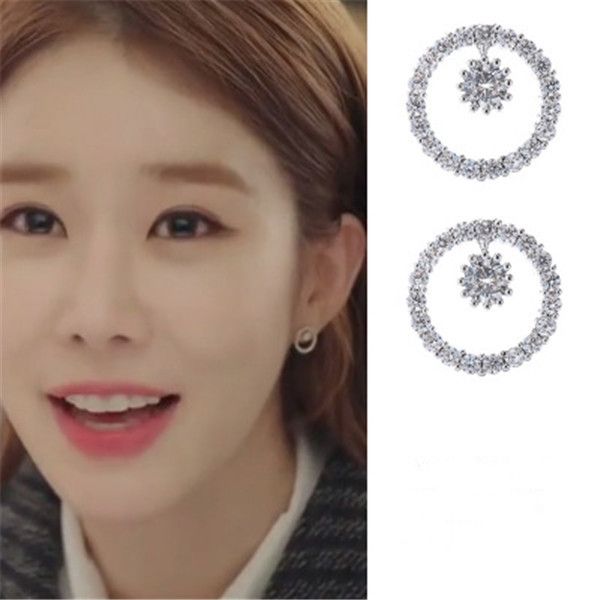 

style8 yoo in na round hollow ear korean drama star same tv earrings for women girls pendientes, Silver