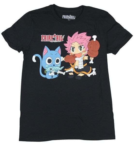 

fairy tail mens t-shirt - chibi style happy natsu eating cartoon t shirt men new fashion tshirt funny