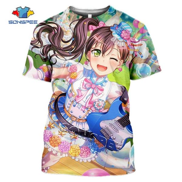 

anime cute girl bang dream summer 3d print shirts harajuku aesthetic hentai men clothing