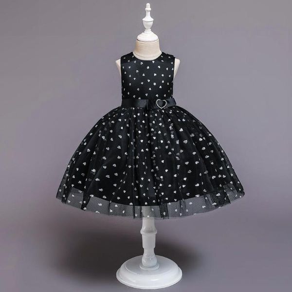 

caileni 2020 new love heart печати детские бальное платье kid девушки mesh платье принцессы black party girl dress фрок за 1-6 лет, Red;yellow