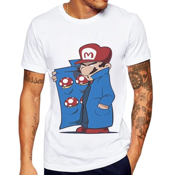 

fashion men t-shirt short sleeve funny mario printed tee shirt hipster cool design man cartoon gam cotton mens tshirt