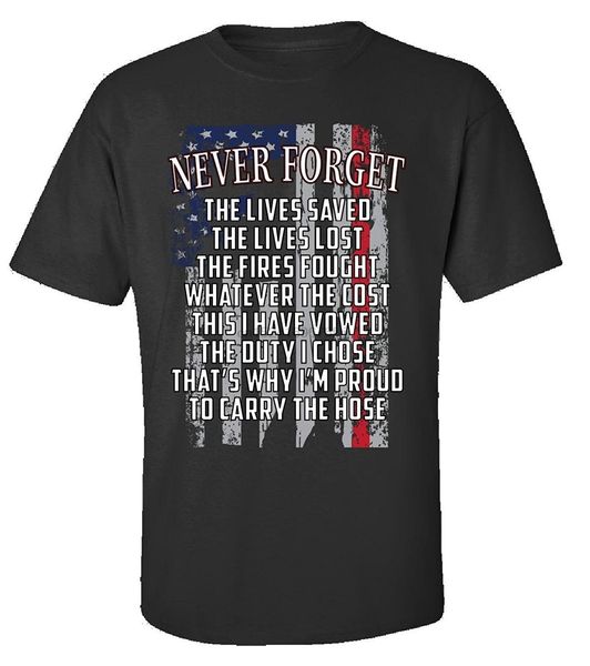 

never forget firefighters prayer t shirt men's printed cotton loose t-shirt