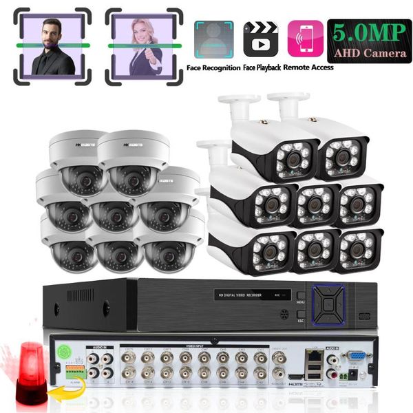 

ahd home security camera system 16ch dvr kits ai face record with 16pcs 5mp camera hdmi ptz cctv video surveillance system set