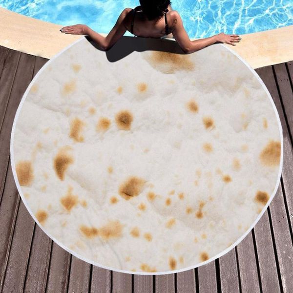 

round shape 3d tortilla pattern printing blanket for beach picnic