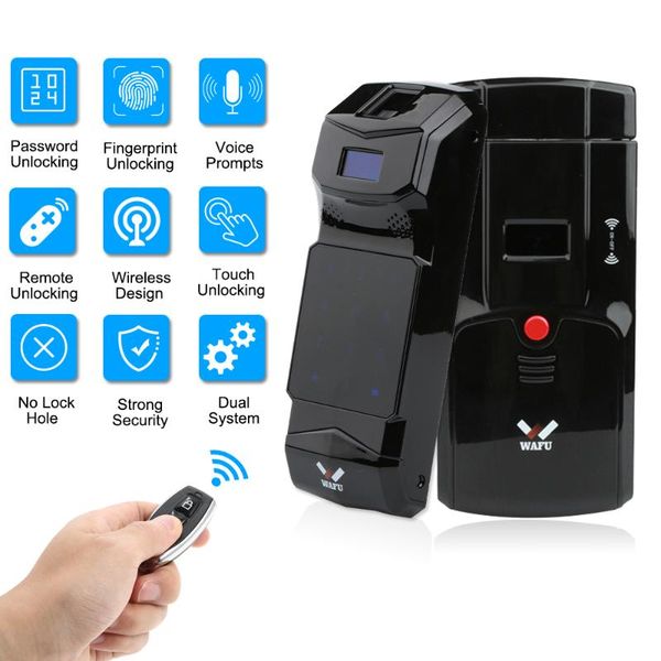 

fingerprint access control wafu wireless smart invisible remote lock keyless entry door security anti-theft locks with keypad