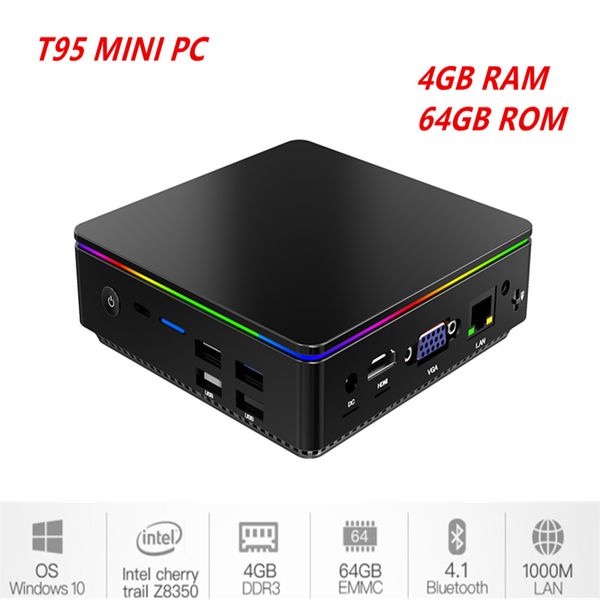 

mini pcs t95 windows 10 pc 4gb ram 64gb rom intel cherry trail z8350 media player 2.4g 5g wifi 1000m lan bluetooth smart tv box
