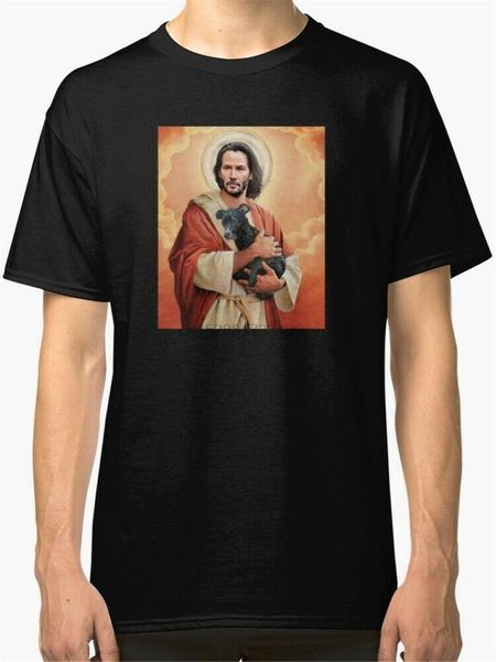 

новый keanu reeves холдинг щенок футболка s-2xl взрослые повседневный tee shirt