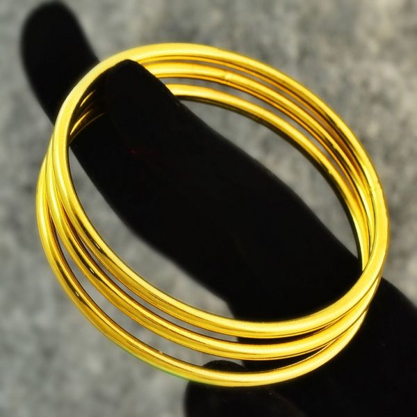 

3pcs/lot smooth closed bangle sets yellow gold filled simple fashion women jewelry diameter 65mm, Black