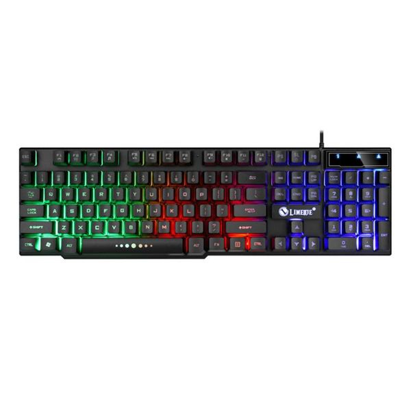 

104 key wired usb keyboard set home office gaming mouse waterproof led rainbow backlit non slip computer pc ergonomic universal