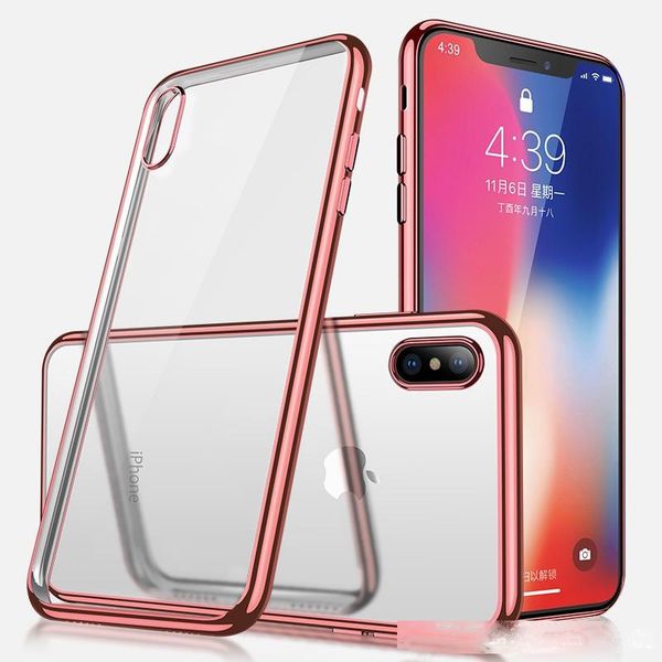 

electroplating plating soft tpu clear case for iphone 2019 xr xs max x 8 7 6 samsung s6 s7 edge s8 s9 plus s10 s10e note 5 9 10 pro