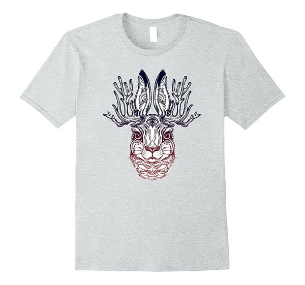 

summer style fashion men casual tees stay weird - jackalope tshirt - folklore hare third eye homme tee