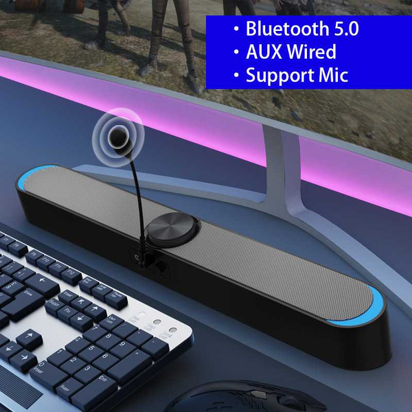 

wireless bluetooth computer speakers soundbar led lights 3.5mm audio usb for desklapwired profession gaming sound box
