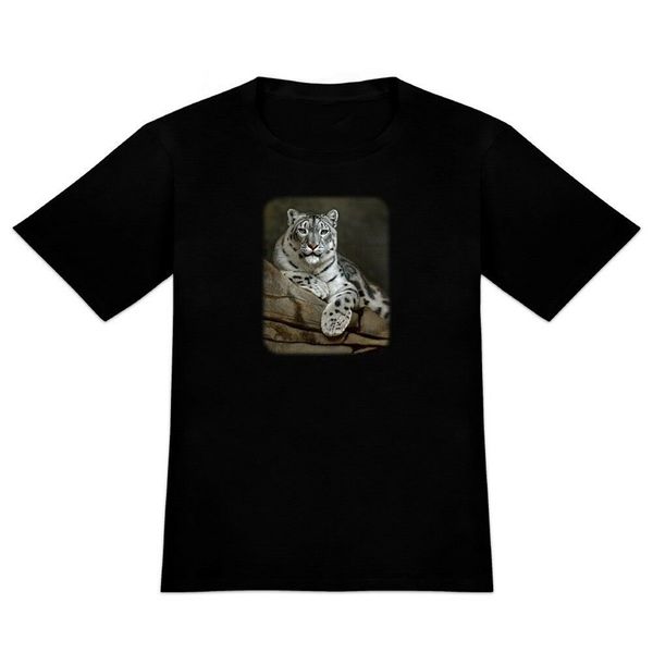 

snow leopard on ledge men's novelty t-shirt cool casual tee shirt