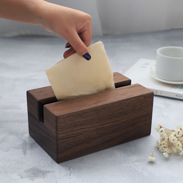 

brief pastoral pure wood handmade black walnut pumping tissue box
