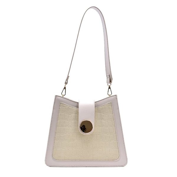 

ladies handbag fashion simple shoulder bag female new crocodile pattern small square bag women white