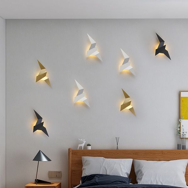 

wall lamp creative design corner wall sconces light fixtures led iron art decoration flexible lights bedroom bird lamp