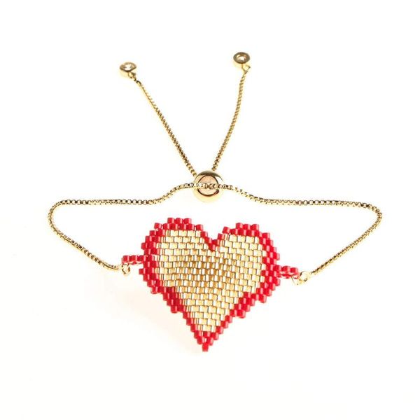 

rttooas miyuki heart bracelet women pulseras mujer 2020 gold chain handmade beaded couples gift fashion jewelry, Golden;silver