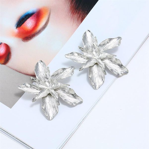 

stud 1pairs creative fashion alloy multi-layer floral earrings for women korean jewelry kids girls gifts earring clothing accessories, Golden;silver