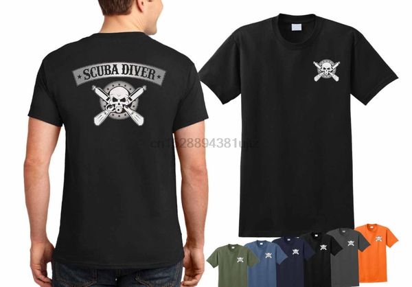 

2020 new t shirts for men cotton summer style scuba diver t-shirt - scuba dive shirt scuba dive team skull shirt