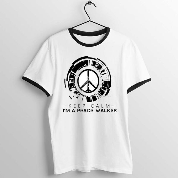 

black trim t shirt keep calm i am a peace walker awesome artwork printed tee