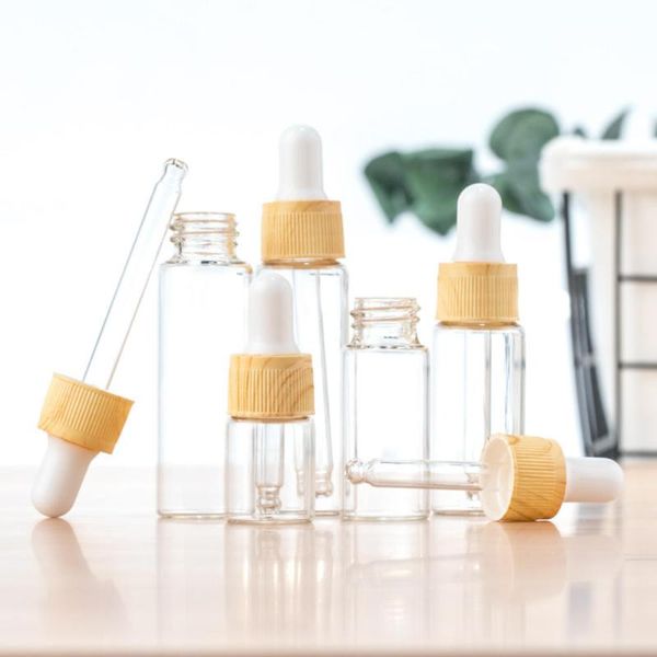 

glass dropper dispenser bottle wood grain essential oil bottles cosmetic containers empty refillable bottles