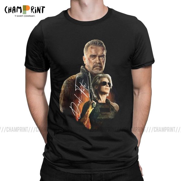 

men t-shirts awesome terminator dark fate creative cotton tees short sleeve si-fi movie t shirt round collar printed