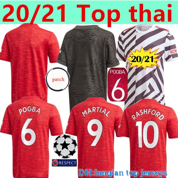 

thai 20 21 rashford pogba fernandes manchester soccer united jersey 2020 2021 man greenwood utd football shirt men kit sets maillot de foot, Black;yellow