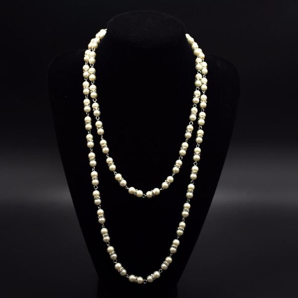 

chains 150cm fashion classic handmade white/gray beaded pearl necklace ,for weddings, parties, girls gifts, Silver