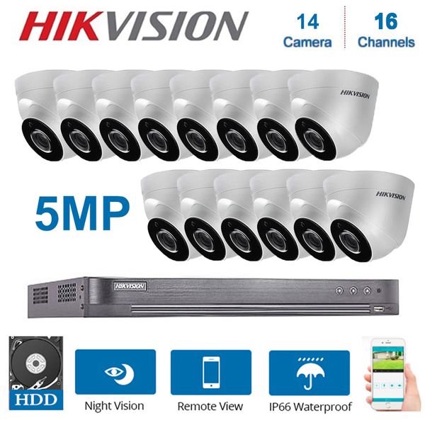 

systems network hikvision 16channels dvr video surveillance kits with 14pcs 5mp camera security night vision cctv system