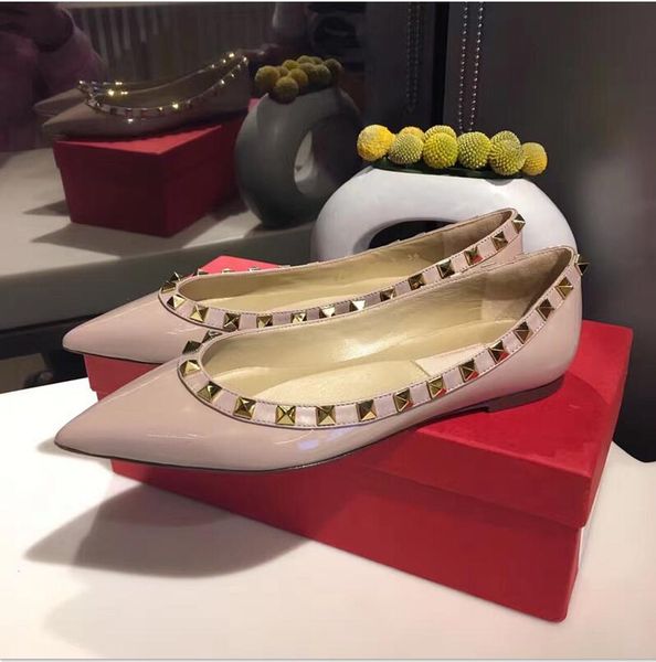 

2020 pointed toe 0 1 2 3-strap with studs high heels patent leather rivets sandals women shoes slippers shoes, Black