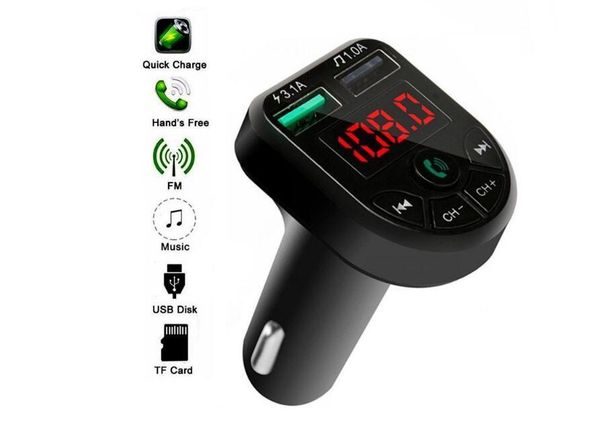 

bte5 car mp3 player bluetooth fm transmitter car fm modulator dual usb charging-port for 12-24v general vehicle bluetooth car kit