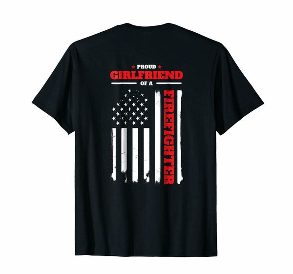 

black firefighter family proud girlfriend back print t shirt cotton