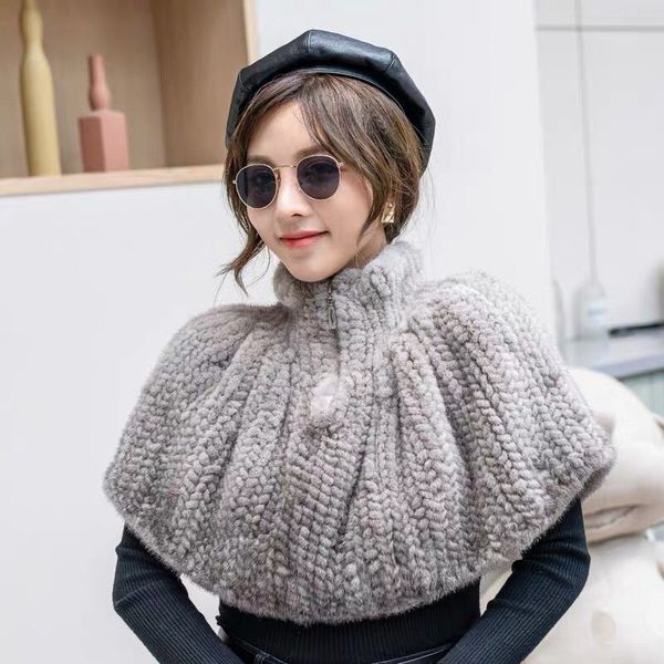 

scarves cx-b--109 two dress ways women cape real knitted shawl ~ drop, Blue;gray