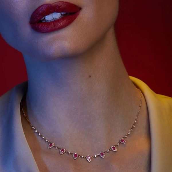 

rose gold color pink white round tear drop cubic zirconia trendy fashion women water drop cz choker necklace, Golden;silver