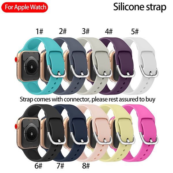 

for apple watch band 44mm 42mm 38mm solid color silicone buckle strap for apple watch 4 3 2 1