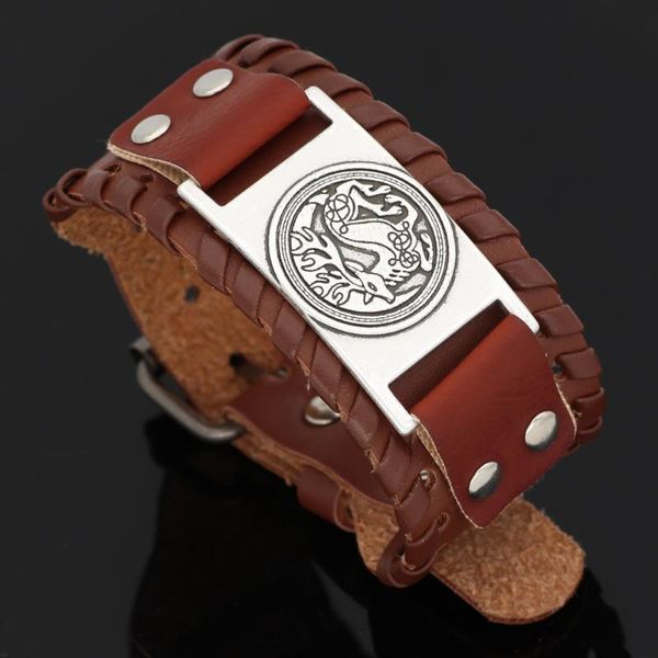 

nordic viking deer leather amulet bracelet -adjustable size 19-31 cm, Black