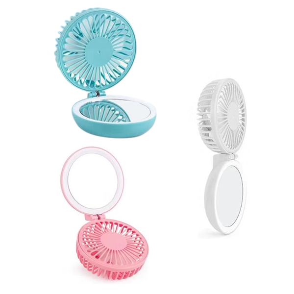 

summer creative with mirror usb charging mini handheld folding small fan portable convenient