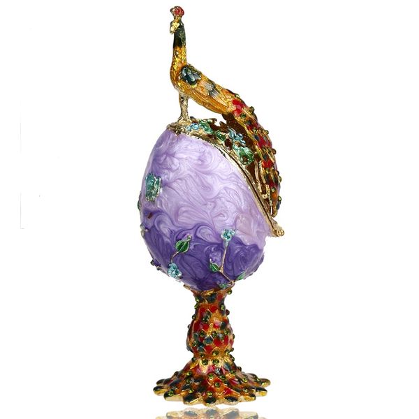 

decorative objects & figurines h&d hand painted animal trinket box enameled russia egg style hinged jewelry storage unique gift for home dec